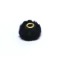 Black faux fur pom pom bead with gold metal eyelet 20mm DIY jewelry making accessory. - Pattern #1