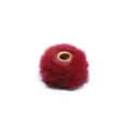 Red 20mm Faux Rabbit Fur Pom Pom Bead with Gold Eyelet DIY Jewelry Making Craft Accessory - #7