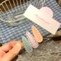 Cute translucent hair clips set with colorful dot patterns, sweet style hair accessories for kids. - Ellipse / 3 Pieces/Pack