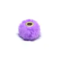 Purple faux rabbit fur pom pom bead 20mm large hole metal core DIY jewelry making accessory - Style 13