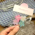 Mini translucent flower claw clips set with colorful dots, cute small hair accessories for girls. - Flower / 4 Pieces/Pack