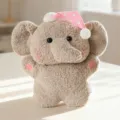 Simpatico peluche elefante grigio con berretto rosa a pois morbido animale di peluche bambola. - Elefante