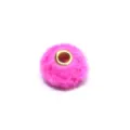 Pink fluffy 20mm faux rabbit fur pom pom spacer bead with gold grommet for DIY crafts - Style 14