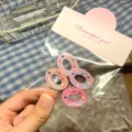 Cute mini hair claws set in pink transparent resin with colorful dot decorations for kids girls. - O-Shaped / 4 Pieces/Pack