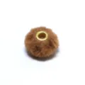 Brown faux rabbit fur spacer bead with gold metal hole, 20mm DIY fluffy jewelry accessory. - Style 16