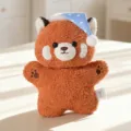 Simpatico panda rosso di peluche con cuffia da notte, morbido pupazzo per bambini. - Red Panda