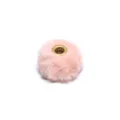 Pink faux rabbit fur ball large hole spacer bead with golden eyelet for DIY crafts - Style 17