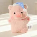 Lindo peluche de cerdo rosado juguete de animal con gorro de dormir muñeca suave niños - Cerdo