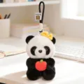 Adorable porte-clés en peluche panda avec nœud jaune et pomme rouge, accessoire de sac doux et mignon. - Style avec Pendentif Pomme / Ornement Suspendu 18cm