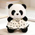 Mignon panda en peluche douce avec robe à pois et collier de perles pour cadeau enfant. - Robe Pois Blancs