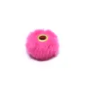 Pink faux rabbit fur ball spacer bead with gold metal hole for DIY jewelry making accessories. - Red and White Retro