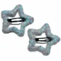 Fluffy yarn wrapped star hair clips cute colorful dopamine hair accessories for kids - Color Block