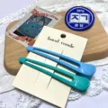 Macaron color duckbill hair clips set, simple Korean style bangs clips for daily hairstyling. - Blue & Cyan