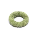 Green velvet hair scrunchie elastic hair tie sweet DIY handmade hair accessory for women daily wear - Green