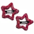 Cute plush star hair clips fuzzy wool hairpins sweet styling accessories for girls and kids. - Red