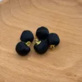 Black fabric wrapped buttons with gold loop, round DIY sewing and jewelry accessories. - Black Satin