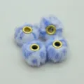 Perles lâches duveteuses bleu blanc avec noyau en métal pour bijoux DIY bracelets. - Bleu et Blanc