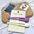 Macaron color duckbill hair clips set, simple daily bangs clips for styling and washing face. - Off-White and Purple