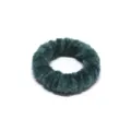 Dark green velvet hair scrunchie, soft elastic hair tie variant for daily styling. - Dark Green