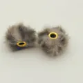 Perle en fausse fourrure de vison grise, breloque DIY duveteuse avec anneau doré élégant - Gris Kaki