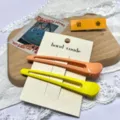 Macaron color duckbill hair clips set, simple Korean style cute bangs clip for women daily wear. - Orange+Yellow