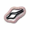 Knitted pink hair clip with hollow wavy design, sweet style sweet hairpin for women. - Pink