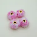 Perles en fourrure synthétique rose à grand trou pour bracelet DIY bijoux accessoires - Rose Blanc