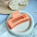 Pinza de pelo cuadrada mate melocotón, accesorio elegante para peinado diario de mujer. - Pinza Cuadrada / 10.8cm Grande / Naranja