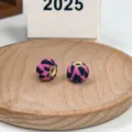 Pink black leopard print fabric beads DIY handmade large hole beads for phone charm chain - 13#