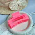 Molla per capelli quadrata opaca stile coreano, grande artiglio rosa neon per acconciature. - Pinza Quadrata / 4CM Piccolo / Rosa