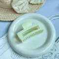 Molletta per capelli quadrata opaca in verde chiaro, semplice accessorio per capelli coreano. - Pinza Quadrata / 8 cm Medio / Bianco