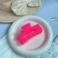 Molletta per capelli opaca rosa neon grande stile coreano minimalista per acconciature eleganti. - Pinza Quadrata / 8 cm Medio / Rosso anguria