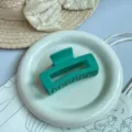 Molla per capelli opaca verde minimalista coreana, grande clip quadrata elegante per acconciature. - Pinza Quadrata / 8 cm Medio / Verde Smeraldo