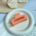 Grande molletta per capelli opaca coreana, elegante fermaglio quadrato color pesca per donna. - Pinza Quadrata / 8 cm Medio / Arancione