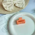 Molletta per capelli quadrata arancione opaca minimalista in stile coreano per styling elegante. - Pinza Quadrata / 4CM Piccolo / Arancione