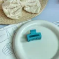 Molla per capelli quadrata opaca blu minimalista coreana, elegante pinza per capelli. - Pinza Quadrata / 4CM Piccolo / Celeste