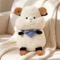 Cute fluffy lamb plush toy with scarf, soft stuffed animal doll for kids sleeping soothing gift - 20cm / Blue Bandana