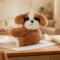 Süßes braun-weißes Plüschwelpen-Spielzeug magnetischer Kühlschrankmagnet Tierpuppe Dekoration - Hund