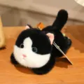 Cute black and white plush cat pendant toy fluffy kitten keychain lovely bag charm gift - Height 16cm / Cow