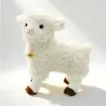 Cute simulation bell little lamb plush toy, fluffy white sheep doll for kids and gift. - 30cm / White