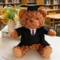 Afstudeer teddybeer pluche speelgoed schattig bruin knuffeldier met doctorhoed en toga. - 20cm / Bruine Beer met Lint