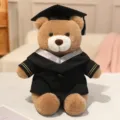 Schattige afstudeer teddybeer pluche speelgoed met doktersmuts en academische jurk. - Grijze Kraag Stijl A