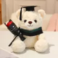Mignon ours en peluche de remise des diplômes avec bouquet de roses rouges cadeau doux étudiant. - 23cm / Ours Blanc - Col Vert