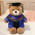 Leuke afstuderen teddybeer pluche speelgoed met blauwe toga en baret voor kinderen. - Blauwe Kraag Stijl B