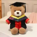 Leuke pluche afstuderen teddybeer speelgoed met doctorhoed en ceremonieel gewaad voor kinderen. - Gele Kraag Stijl C