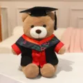 Schattige afstudeer teddybeer pluche speelgoed met doctoraat hoed en Chinese stijl jurk pop. - Rode Kraag Stijl C