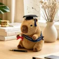 Cute Capybara Plush Toy with Graduation Cap and Sash Soft Stuffed Animal Graduation Gift - Blue Sash Style