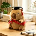 Cute Capybara plush toy wearing graduation cap and doctor gown, soft stuffed animal doll for gifts. - Red Sash Style