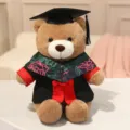 Schattige afstudeer teddybeer pluche speelgoed met hoed en jurk, perfect cadeau voor studenten. - Groene Kraag Stijl C
