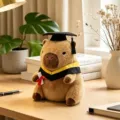 Cute Capybara Plush Toy Graduation Doll Stuffed Animal with Doctor Cap Soft Toy Gift - Yellow Neck Ring Style